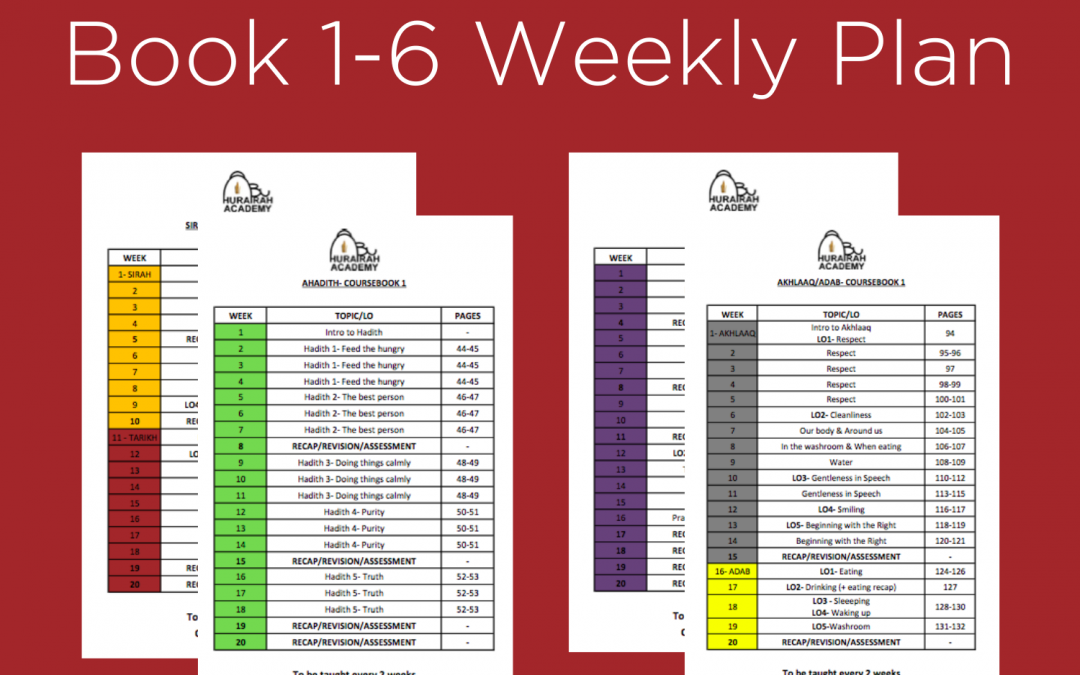 Book 1-6 Weekly Plan