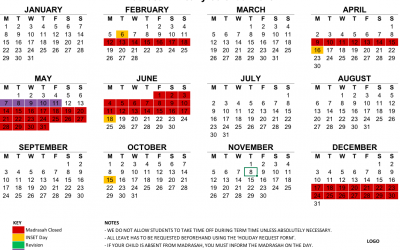 Madrasah Yearly Calendar