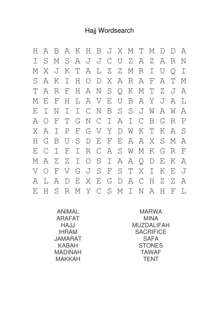 Hajj Wordsearch | An Nasihah Publications