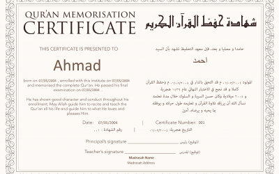 Hifz Certificate Template