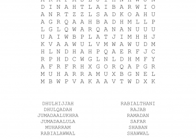 The Islamic Months Wordsearch