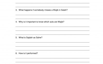 Questions- Wajibaat of Salah