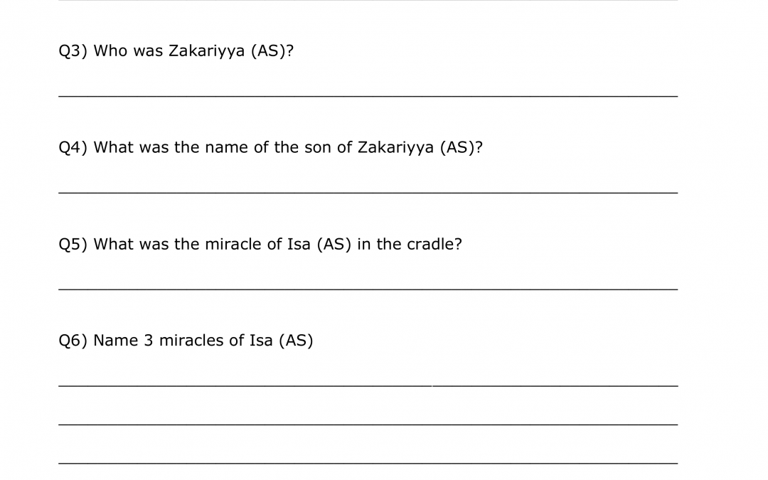 Isa (AS) Questions