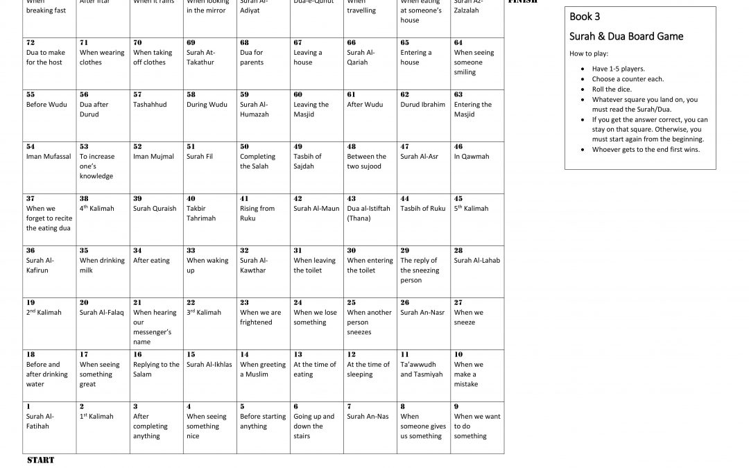 A3 Surah and Dua Board Game Book 3