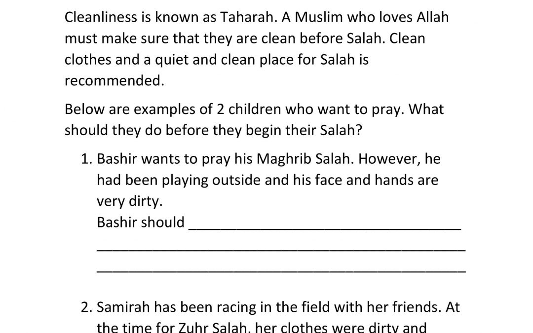 Taharah and Wudu Activities
