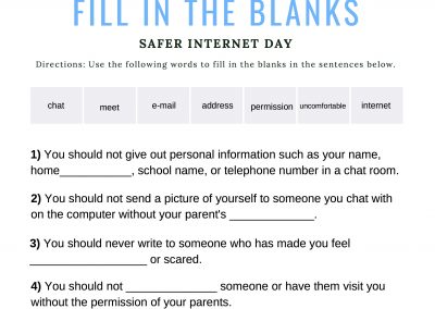 Safer Internet Day Fill in the Blanks