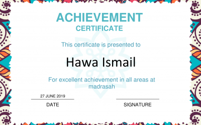 Excellent Achievement Certificate