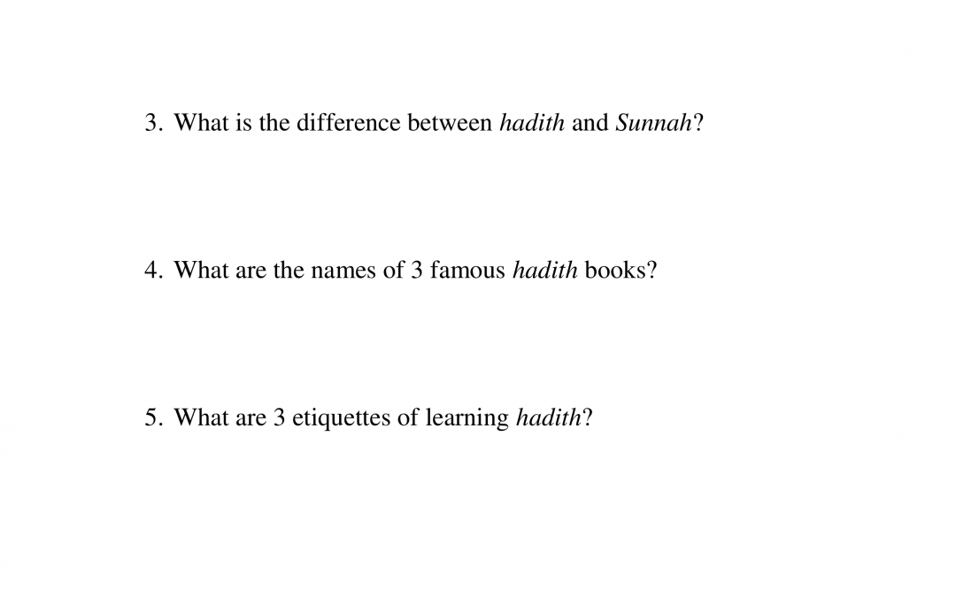 My 40 Hadith Workbook Thematic