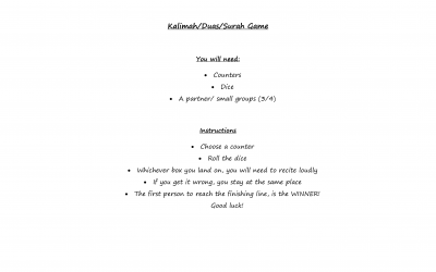 Dua / Surah / Kalimah Game