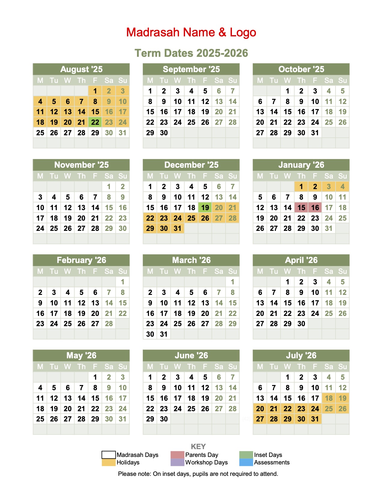 Yearly-Term-Dates-Template