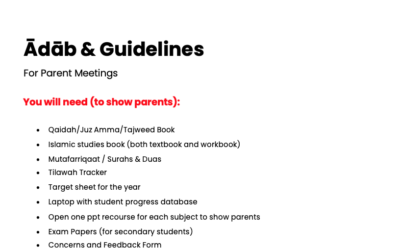 Guidelines for Parent Meetings