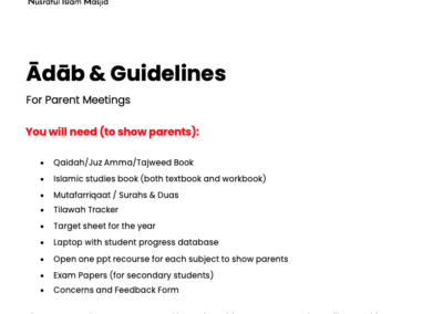 Guidelines for Parent Meetings