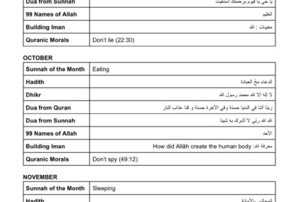 Toddler Tarbiyyah Curriculum