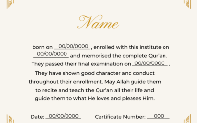 Hifz Certificate Template – English (A4 Portrait)